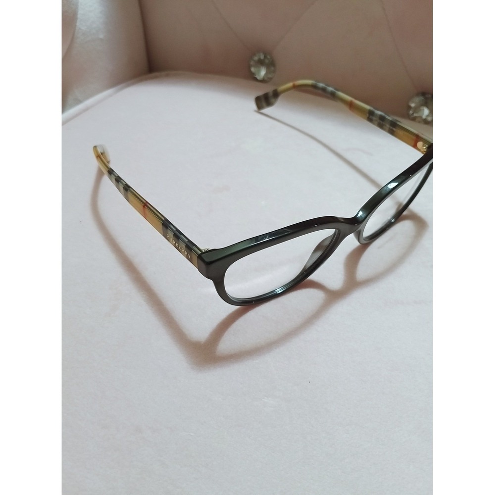 Burberry Black Frame Glasses with Signature Check Temples B 2357 - Picture 4 of 12
